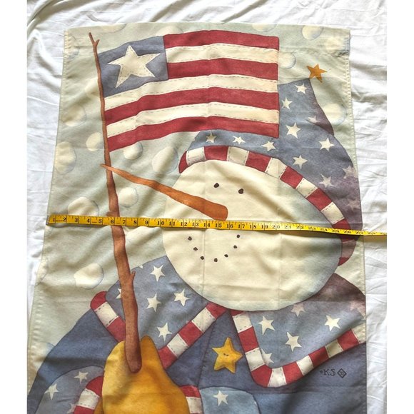 Patriotic Snowman Garden House Flag Christmas USA Toland Stars and Stripes - Picture 5 of 9